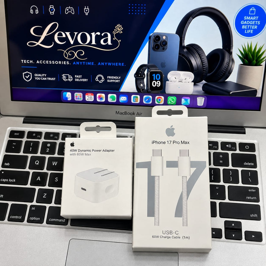 Apple 40W Dynamic Charging Adapter + Free Braided Cable